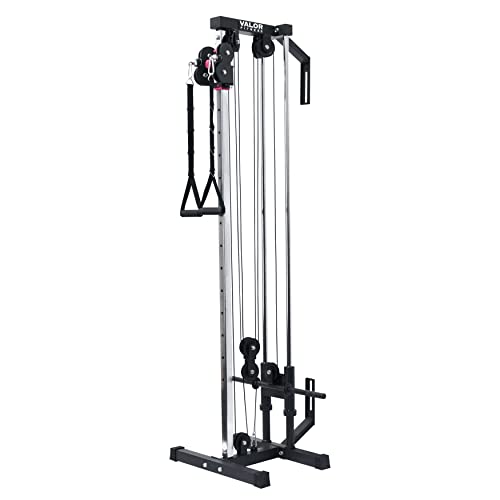 Valor Fitness BD-62 Wall Mount Cable Station with Adjustable Dual Pulley System and Strap Handles for Functional Home Gym