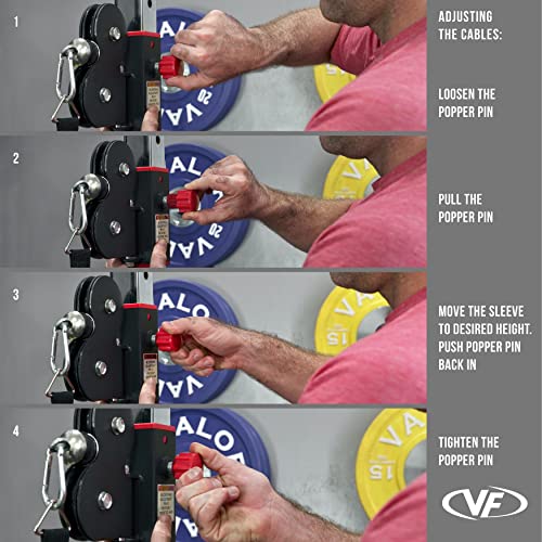 Valor Fitness BD-62 Wall Mount Cable Station with Adjustable Dual Pulley System and Strap Handles for Functional Home Gym