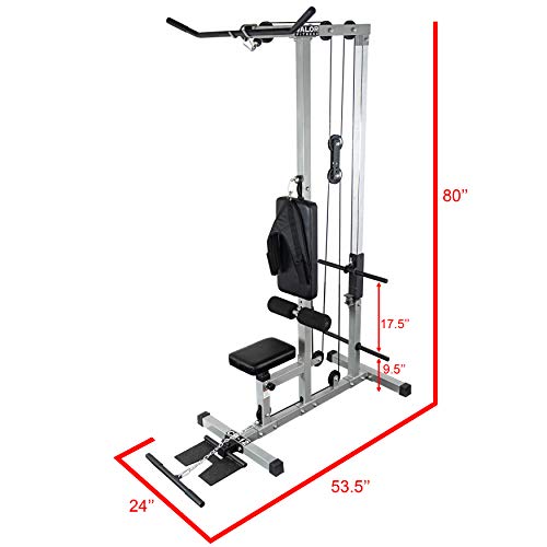 Valor Fitness CB-12 Plate Loaded LAT Pull Down Machine with Lower T-Bar and Ab Crunch Harness