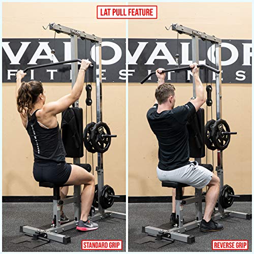 Valor Fitness CB-12 Plate Loaded LAT Pull Down Machine with Lower T-Bar and Ab Crunch Harness