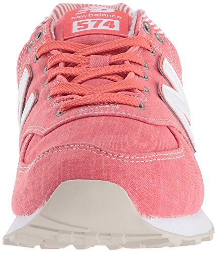 New Balance Women's 574 V2 Beach Chambray Sneaker, Spiced Coral/White, 8