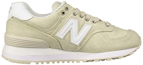 New Balance Women's 574 V2 Beach Chambray Sneaker, Moonbeam/White, 7.5