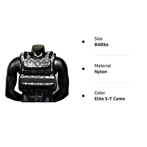 Weight vest (Short) - premium quality - best for cross fit training - running - jogging - Fully Adjustable (S pro weight vest) (Elite S-T Camo, B50lbs)