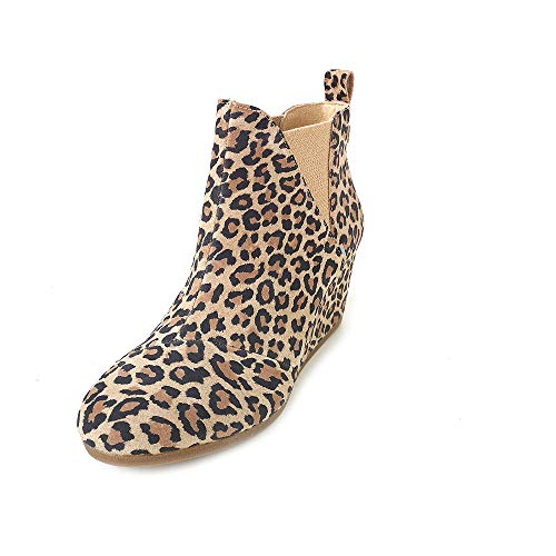 TOMS Desert Tan Leopard Suede Kelsy Bootie 10014153 (Size: 8.5)