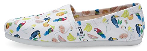 TOMS Classic White Canvas Printed Parrots 12