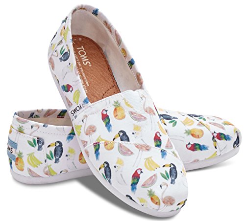TOMS Classic White Canvas Printed Parrots 12