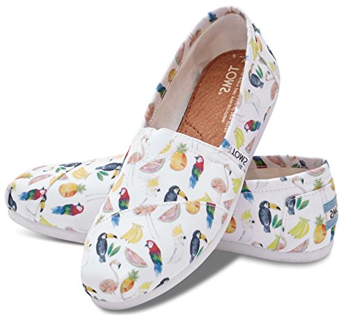 TOMS Classic White Canvas Printed Parrots 12