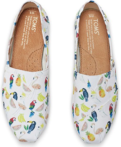 TOMS Classic White Canvas Printed Parrots 12