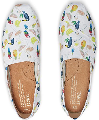 TOMS Classic White Canvas Printed Parrots 12