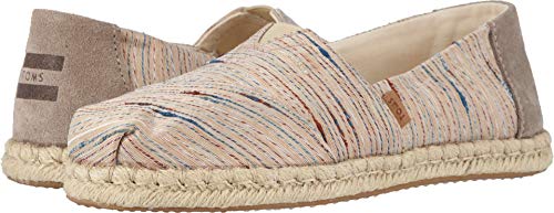 TOMS womens Alpargata on Rope loafers shoes, Birch Metallic Stripe, 9.5 US