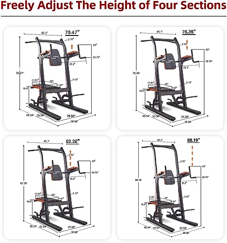 HARISON Power Tower Pull Up Dip Station with Bench Home Gym Exercise Equipment, Dip Stands, Pull Up Bars, Push Up Bars, VKR, Chin Ups for Strength Training Workout