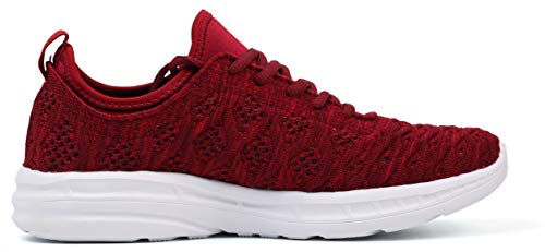 Joomra Women Gym Sneakers Casual Ladies Lightweight Fall Fashion Walking Running Outdoor Knit Athletic Tennis Shoes Burgundy Size 6.5