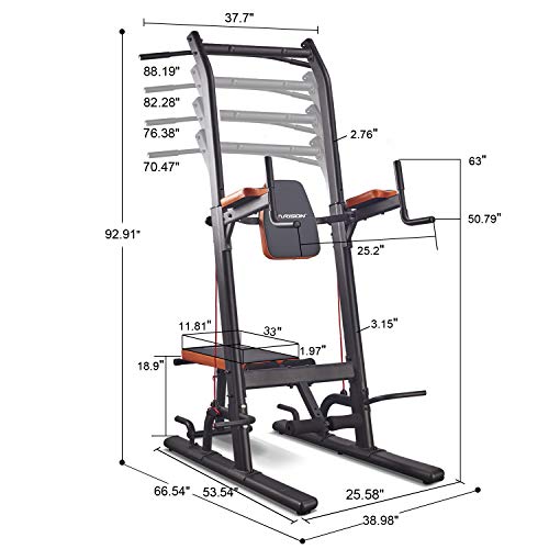 HARISON Power Tower Pull Up Dip Station with Bench Home Gym Exercise Equipment, Dip Stands, Pull Up Bars, Push Up Bars, VKR, Chin Ups for Strength Training Workout