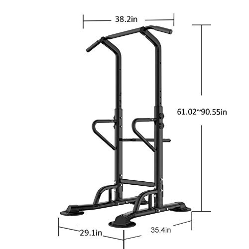 soges Power Tower Adjustable Height Pull Up & Dip Station Multi-Function Home Strength Training Fitness Workout Station, PSBB002