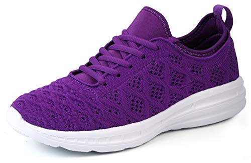 Joomra Women Gym Sneakers Casual Ladies Lightweight Fashion Youth Girls Teen Walking Running Sport Workout Athletic Tennis Shoes Purple Size 6.5
