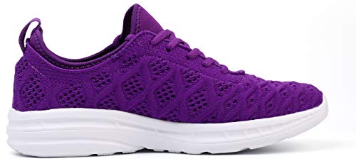Joomra Women Gym Sneakers Casual Ladies Lightweight Fashion Youth Girls Teen Walking Running Sport Workout Athletic Tennis Shoes Purple Size 6.5