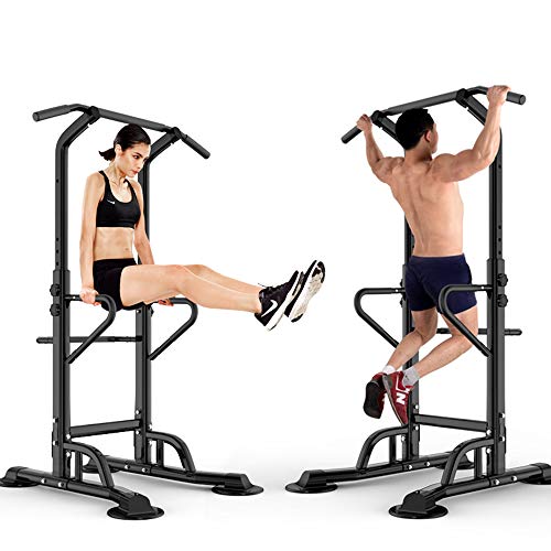 soges Power Tower Adjustable Height Pull Up & Dip Station Multi-Function Home Strength Training Fitness Workout Station, PSBB002