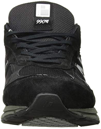 New Balance Men's Made 990 V4 Sneaker, Black/Silver, 7.5 XXW US