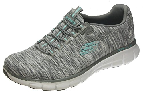 Skechers Synergy High Spirited Women's Fashion Sneaker, Grey/Light Blue, 9.5 Wide US