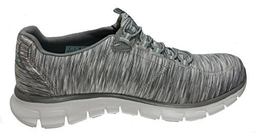 Skechers Synergy High Spirited Women's Fashion Sneaker, Grey/Light Blue, 9.5 Wide US