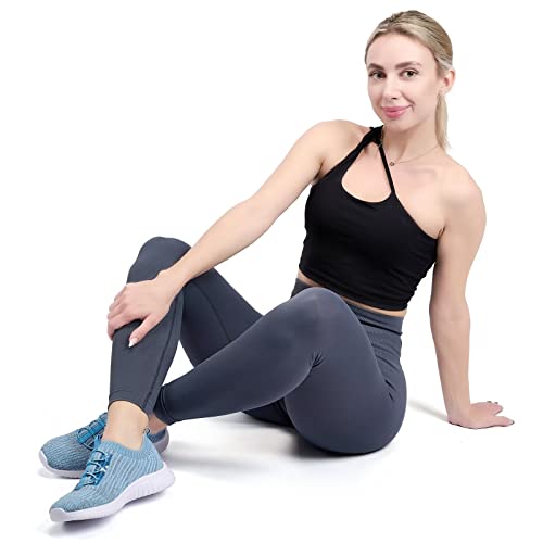 TIOSEBON Women's Lightweight Casual Walking Athletic Shoes Breathable Running Slip-On Sneakers for Jogging Workout 8.5 US Light Blue