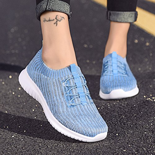 TIOSEBON Women's Lightweight Casual Walking Athletic Shoes Breathable Running Slip-On Sneakers for Jogging Workout 8.5 US Light Blue