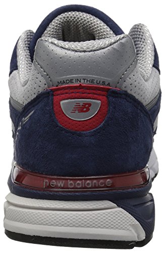 New Balance Men's Made 990 V4 Sneaker, Blue/Pigment Red, 9 D US
