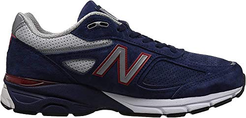 New Balance Men's Made 990 V4 Sneaker, Blue/Pigment Red, 9 D US