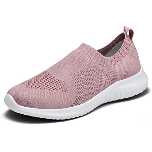 konhill Women's Walking Tennis Shoes - Lightweight Athletic Casual Gym Slip on Sneakers 10 US Mauve