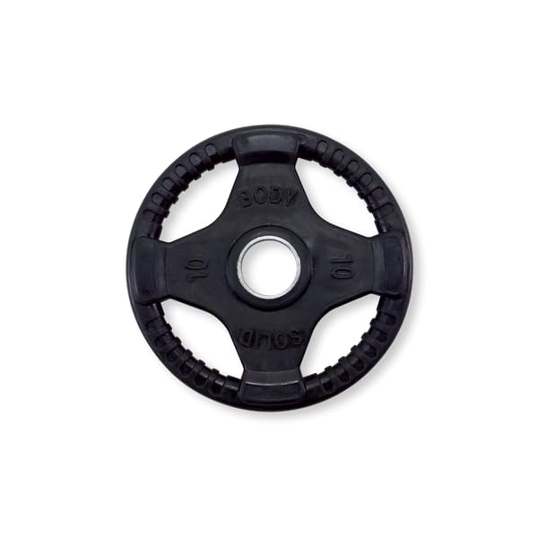 Body-Solid: Rubber Coated Olympic Weight Plate (1) with Anti-Slip Grip - Perfect for Strength Training, Home Gym, and Barbell Workouts, 10lb