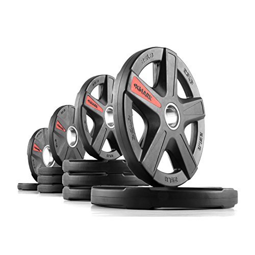 XMark TEXAS STAR 115 lb Set Olympic Plates, Patented Design, One-Year Warranty, Olympic Weight Plates