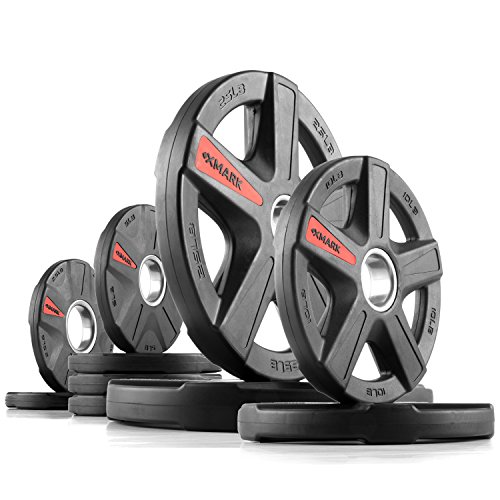 XMark TEXAS STAR 95 lb Set Olympic Plates, Patented Design, One-Year Warranty, Olympic Weight Plates