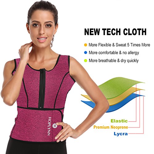 HOPLYNN Sauna Sweat Vest Waist Trainer Corset Trimmer Shaper Belt for Women, Neoprene Waist Cincher Stomach Tummy Shaper Red Large
