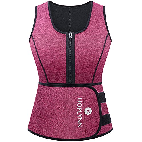 HOPLYNN Sauna Sweat Vest Waist Trainer Corset Trimmer Shaper Belt for Women, Neoprene Waist Cincher Stomach Tummy Shaper Red Large
