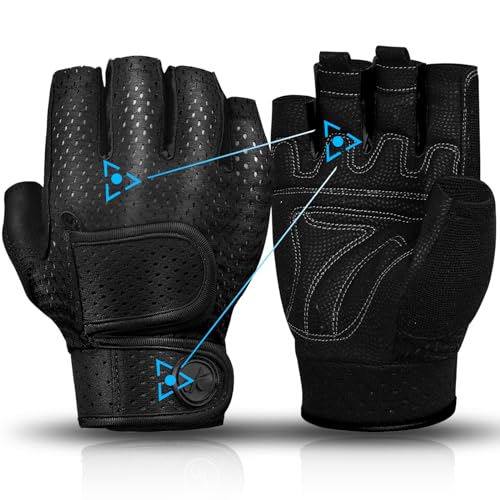 MOREOK Workout Gloves Gym Gloves for Men/Women, [3MM Gel Pad] [3/4 Finger] Weight Lifting Gloves Fitness Gloves for Powerlifting,Exercise,Fitness,Training Black-S