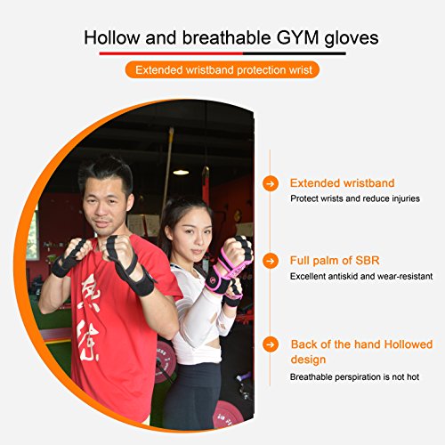 MOREOK Lightweighted Workout Gloves, Breathable Gym Gloves with Full Anti-Slip Palm Protection and Adjustable Strap Exercise Gloves for Woman and Man (Black, M)