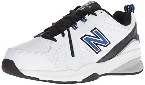New Balance Men's 608 V5 Casual Comfort Cross Trainer, White/Team Royal, 8.5 X-Wide