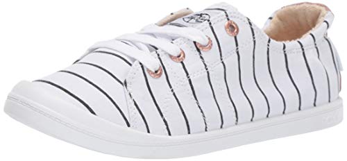 Roxy Women's Bayshore Slip on Sneaker Shoe, White/Stripe, 7.5