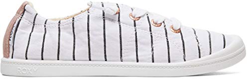 Roxy Women's Bayshore Slip on Sneaker Shoe, White/Stripe, 7.5