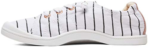Roxy Women's Bayshore Slip on Sneaker Shoe, White/Stripe, 7.5