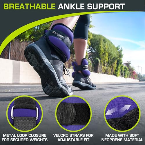ProsourceFit Ankle Wrist Weights 2.5 lb- Purple, ps-1233-aw-purple