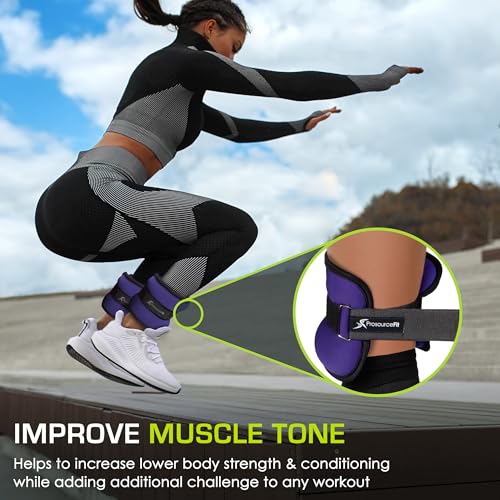 ProsourceFit Ankle Wrist Weights 2.5 lb- Purple, ps-1233-aw-purple