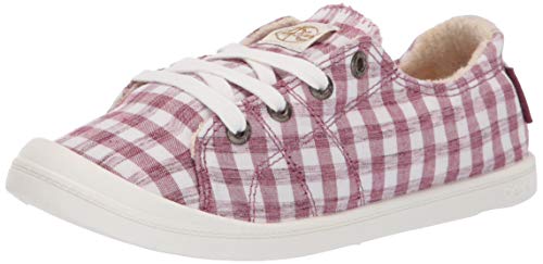 Roxy Women's Bayshore Slip On Sneaker Shoe, Gingham Raspberry, 6 Medium US