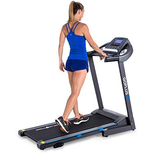 Goplus 2.25HP Electric Folding Treadmill with Incline, Walking Running Jogging Fitness Machine with Blue Backlit LCD Display for Home & Gym Cardio Fitness (Black Jaguar ?)