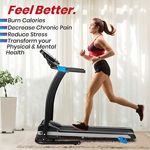 SereneLife Smart Digital Folding Treadmill - Electric Foldable Exercise Fitness Machine, Large Running Surface, 3 Incline Settings, 16 Preset Program, Downloadable Sports App for Running & Walking