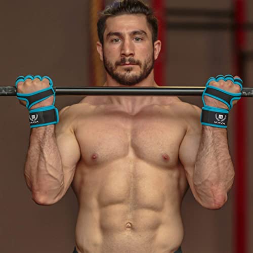 Mava Sports Wrist Wrap Gloves – Silicone Grip, No Chalk, No Sweaty Hands – Pull Up Gloves, Wrist Support Gloves– Cross Training Grips Calluses Gloves – Workout Gym Equipment – Pair