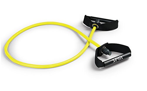 SPRI Resistance Bands with Handles - Exercise Resistance Tube Bands for Strength Training Fitness - Workout Arms, Chest, Back, Shoulders – Yellow, Very Light