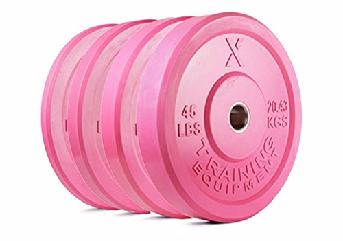 Premium Pink Olympic Bumper Plate Solid Rubber with Steel Insert - Great for Crossfit Workouts (230lb Set)