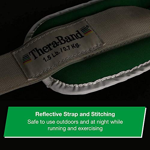 THERABAND Ankle Weights, Comfort Fit Wrist & Ankle Cuff Weight Set, Adjustable Walking Weights for Cardio, Home Workout, Ankle Strengthening & Physical Therapy, Green 1.5 lb. Each, Set of 2, 3 Pounds