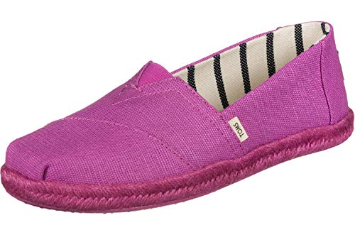TOMS womens Alpargata on Rope loafers shoes, Red Plum Canvas Mono Rope, 7 US